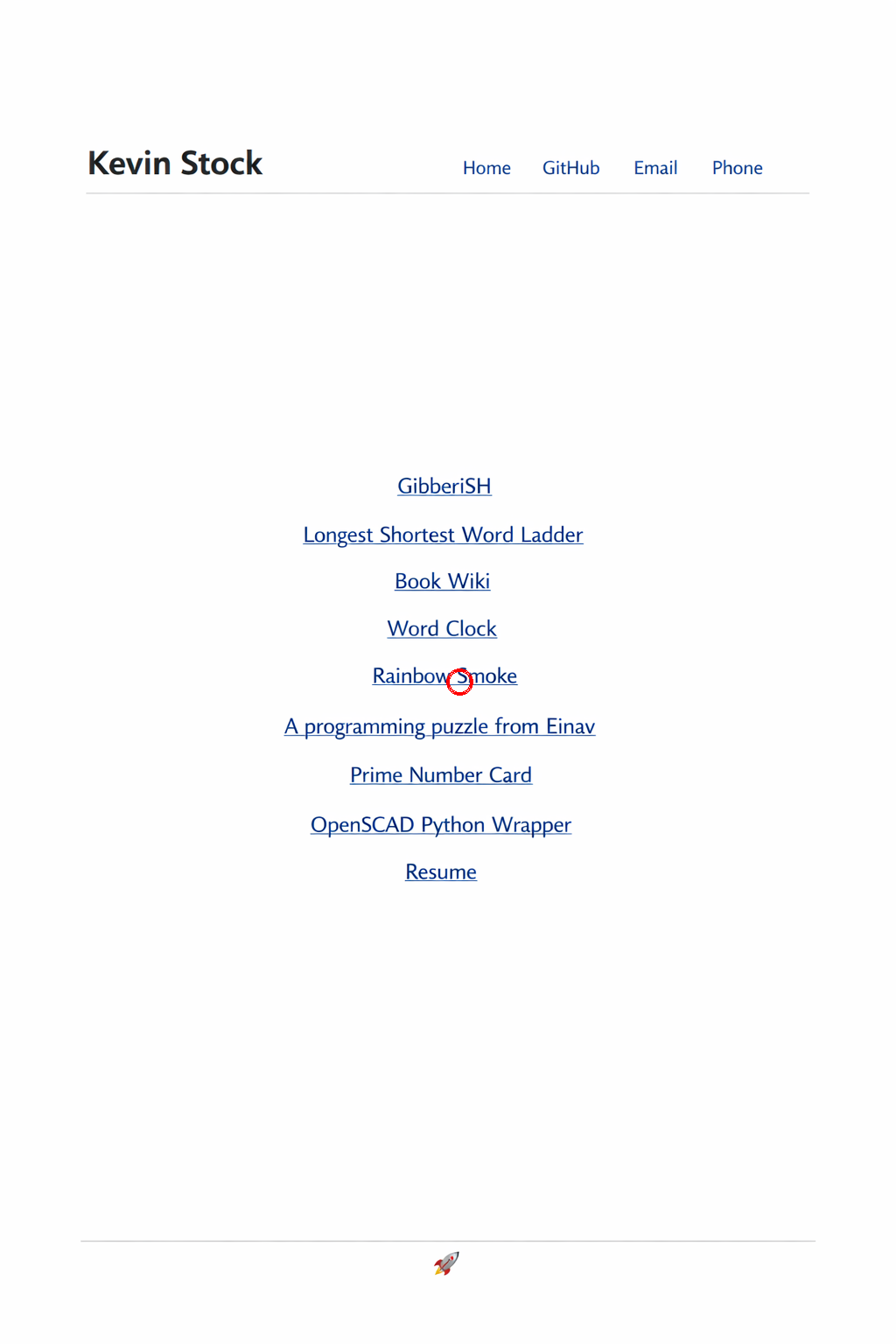 Example rendering of my homepage